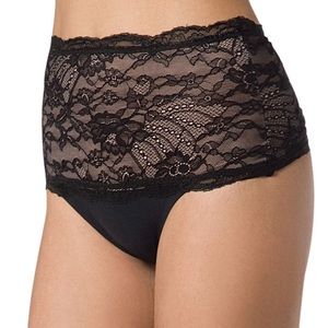 NWT SPANX Haute Contour Chantilly Lace Thong Size XL Black